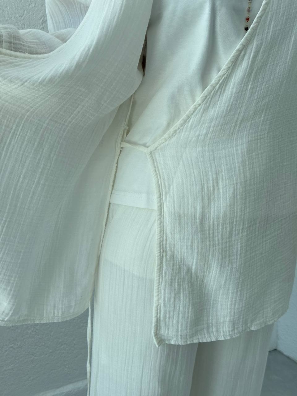 Müslin Kimono Takım 8754 - Beyaz