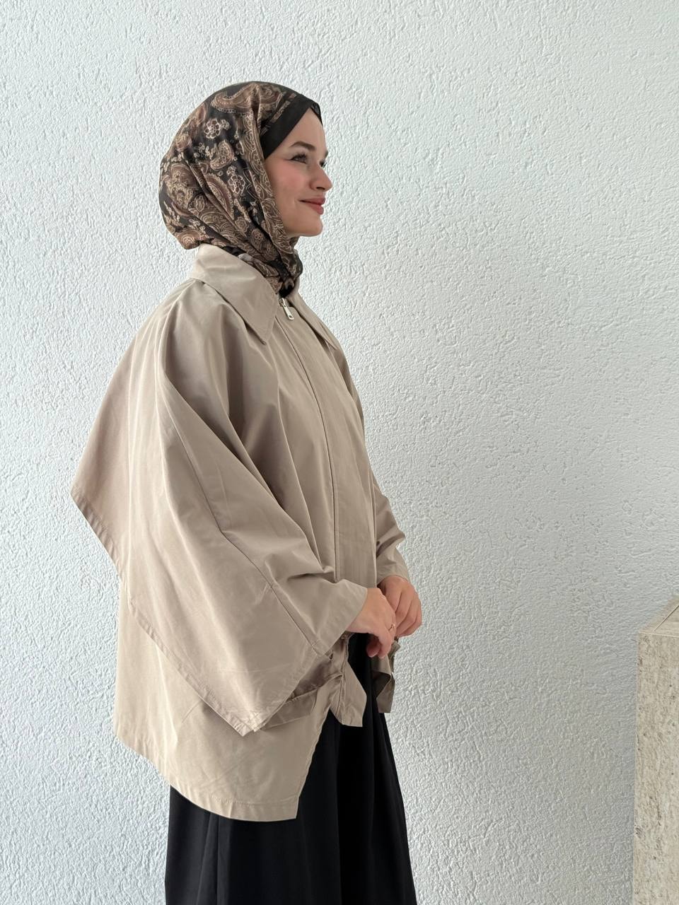 Pelerinli Panço Trençkot 7603 - Bej