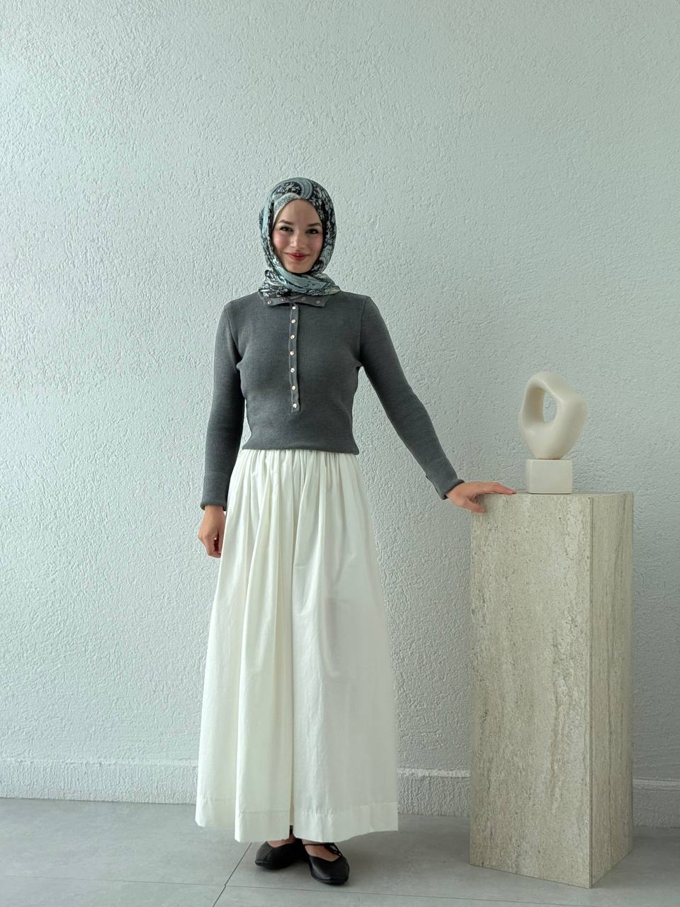 Dik Yaka Çıtçıtlı Triko 10686 - Antrasit