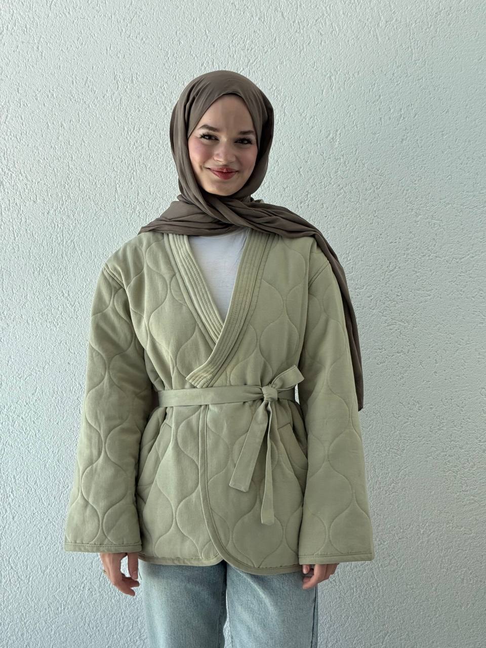 Premium Kalite İçi Dolgulu Kuşaklı Ceket 900