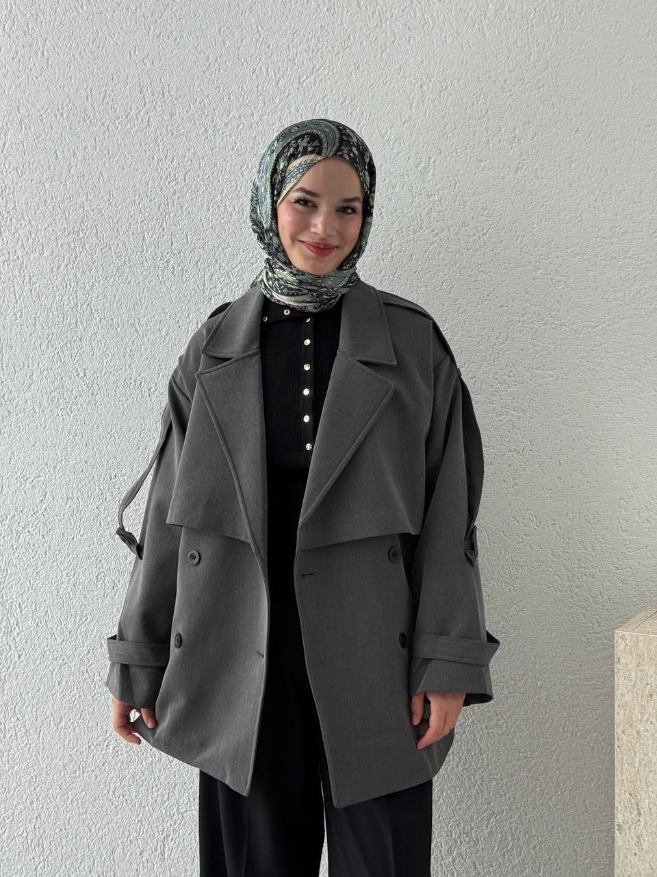Kuşaklı İçi Astarlı Trençkot 9580 - Antrasit