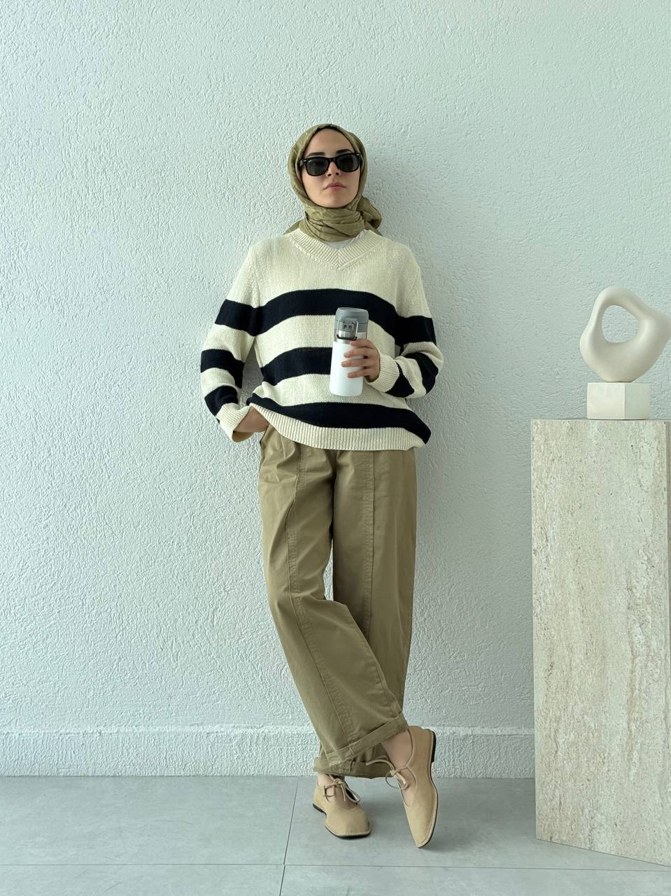 Pis Dikişli Retro Kemerli Pantolon 51208 - Çağla Yeşili