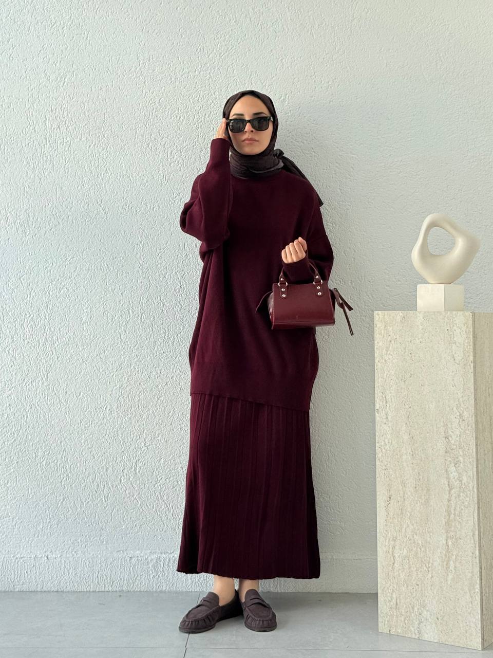 Piliseli Triko Etek Takım T37 - bordo