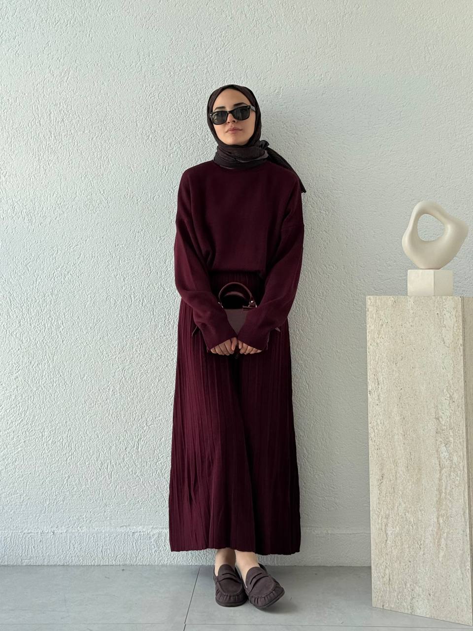 Piliseli Triko Etek Takım T37 - bordo