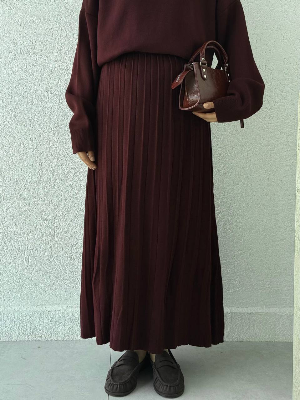 Piliseli Triko Etek Takım T37 - bordo