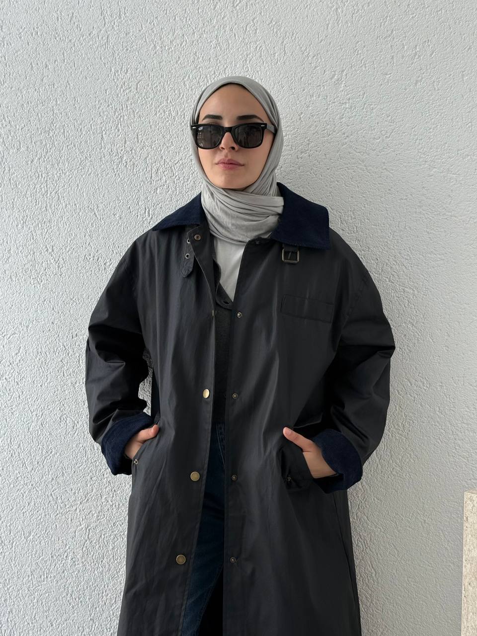 Barbour Uzun Trençkot 0008 - Koyu Lacivert