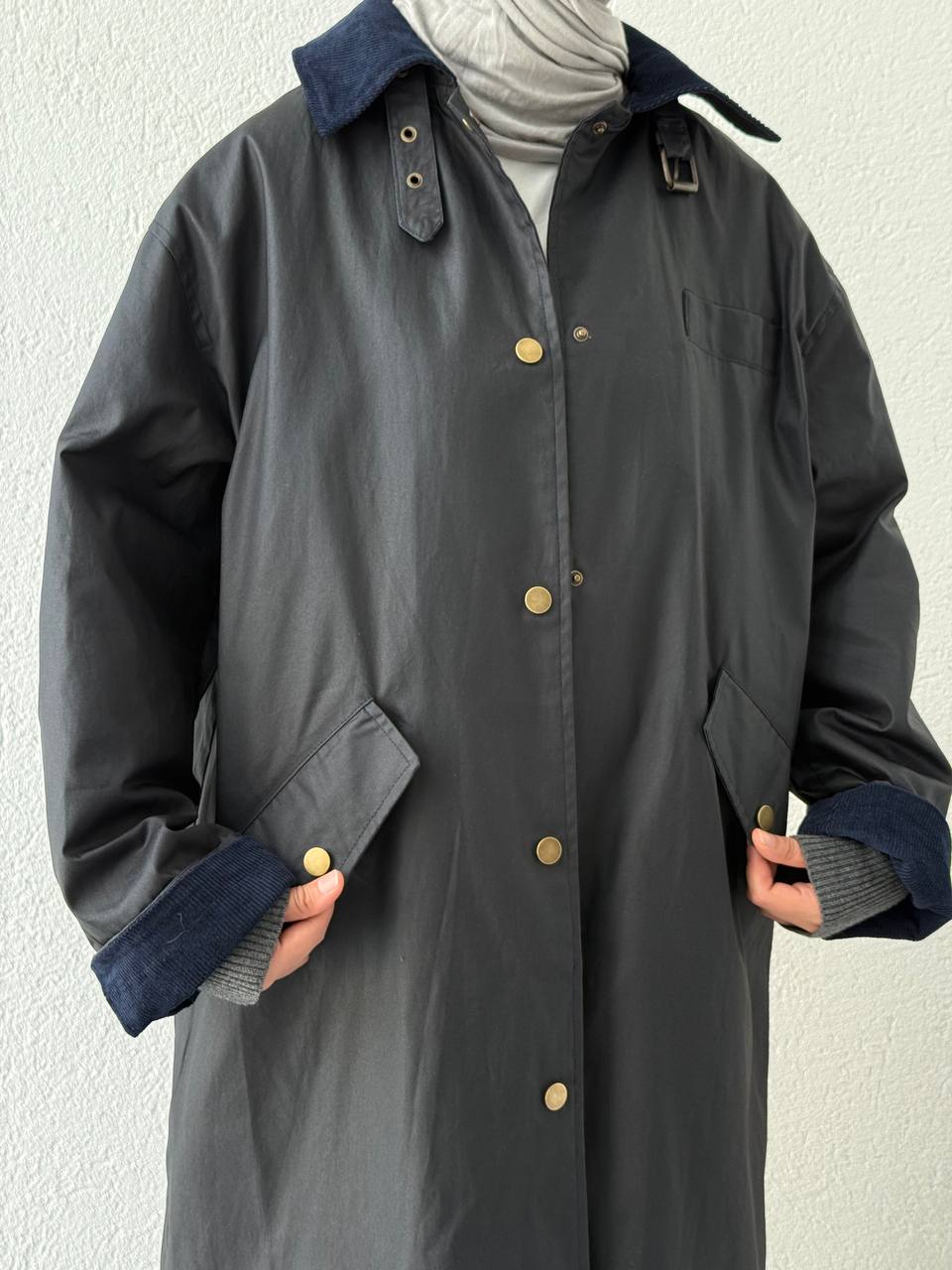 Barbour Uzun Trençkot 0008 - Koyu Lacivert