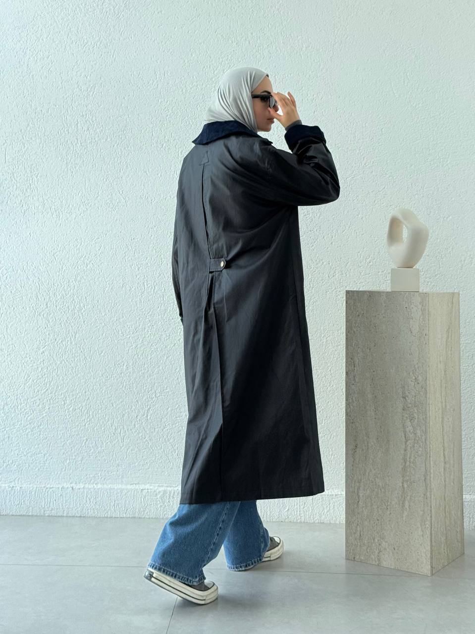 Barbour Uzun Trençkot 0008 - Koyu Lacivert
