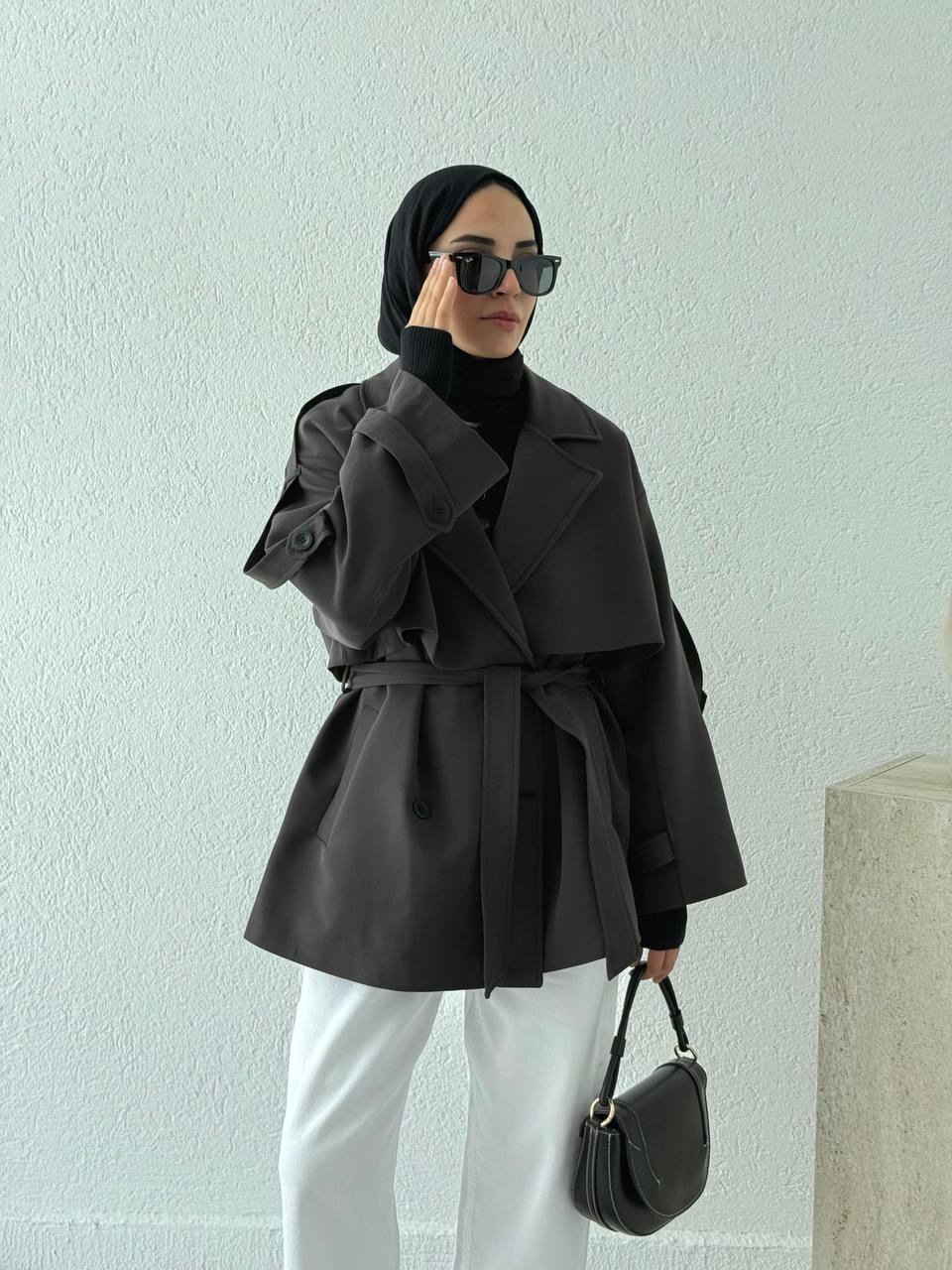 Kuşaklı İçi Astarlı Trençkot 9580