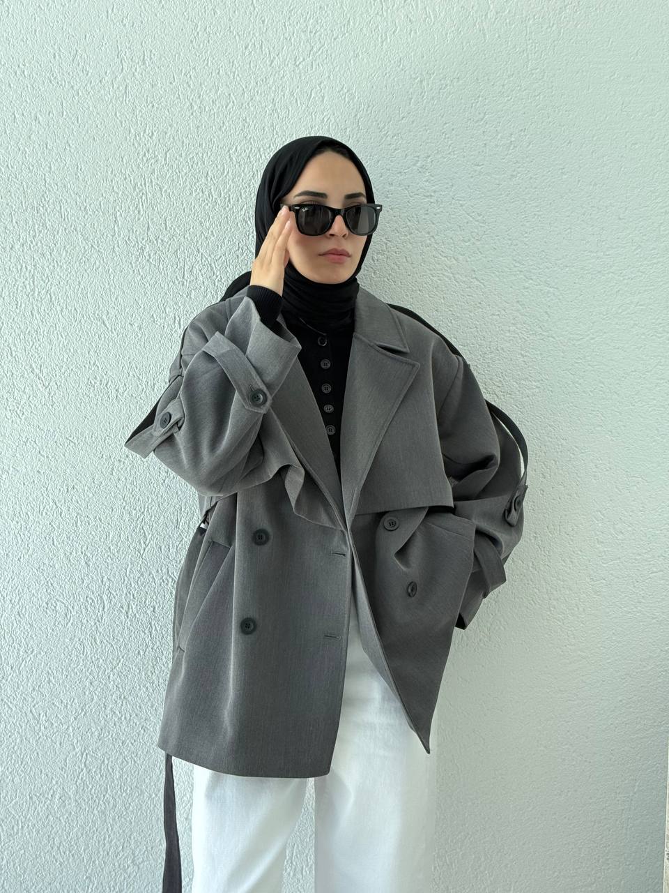 Kuşaklı İçi Astarlı Trençkot 9580 - Antrasit