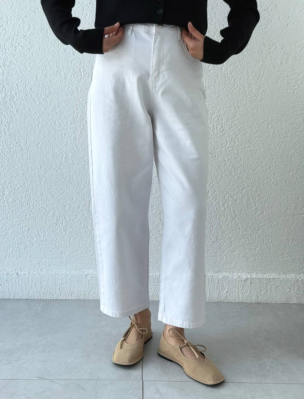 Pamuk Bagy Kot Pantolon 3001 - Beyaz