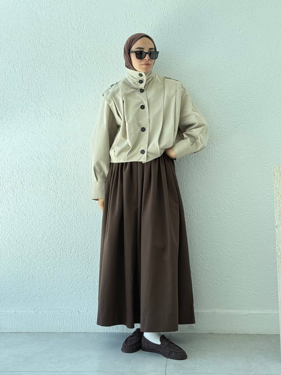 Gabardin Balon Etek 300 - Kahve