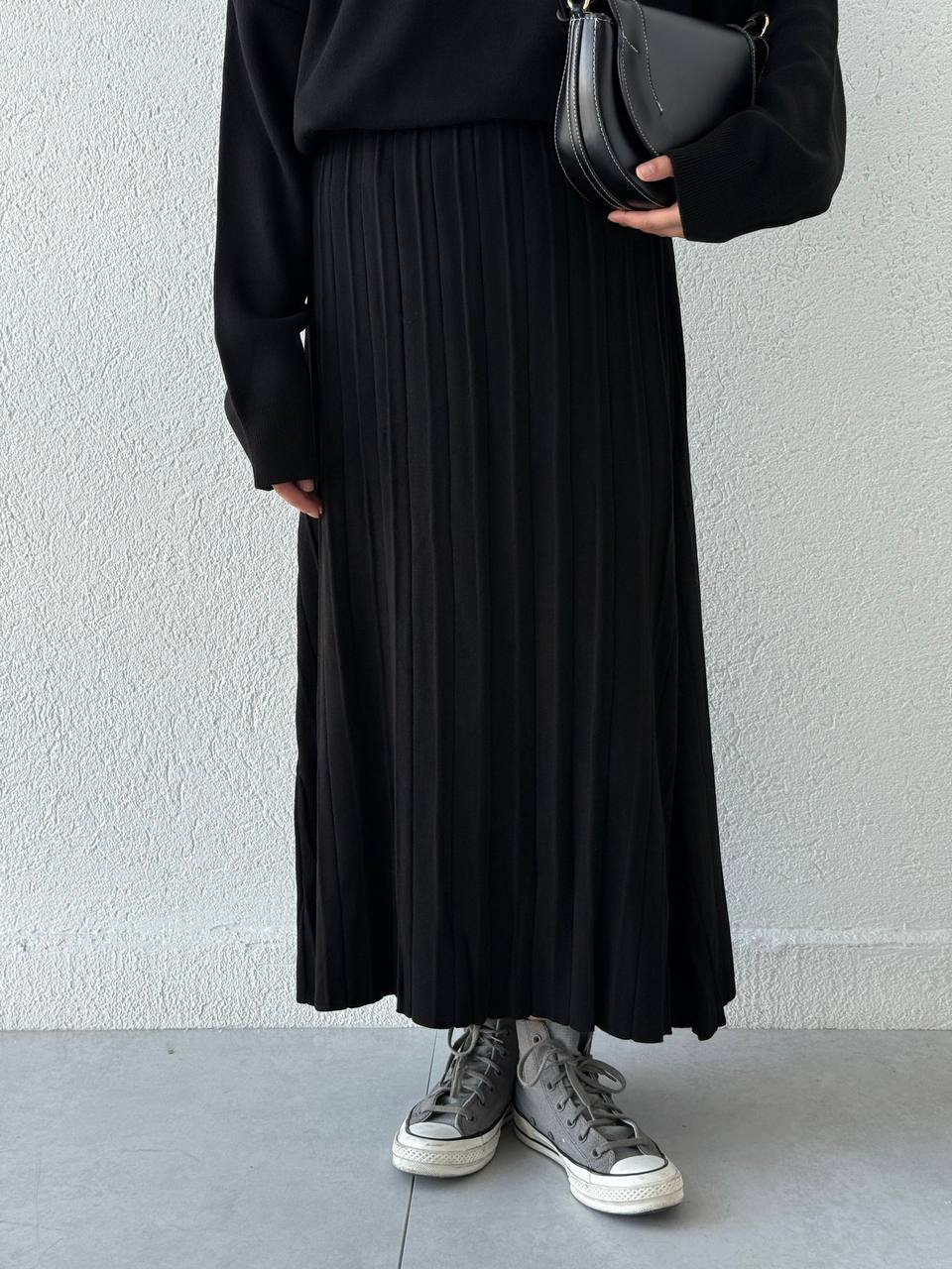 Piliseli Triko Etek Takım T37 - Siyah