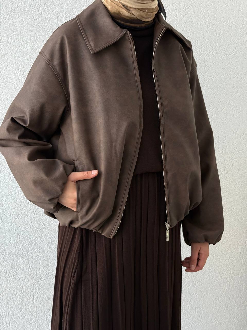 Deri Bomber Ceket 0037 - Kahve