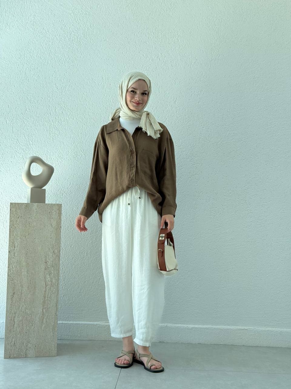 Modal Baggy Şalvar Pantolon 51106 - Beyaz
