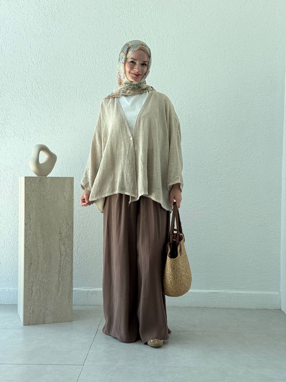 Tencel Etek Pantolon  - Kahve