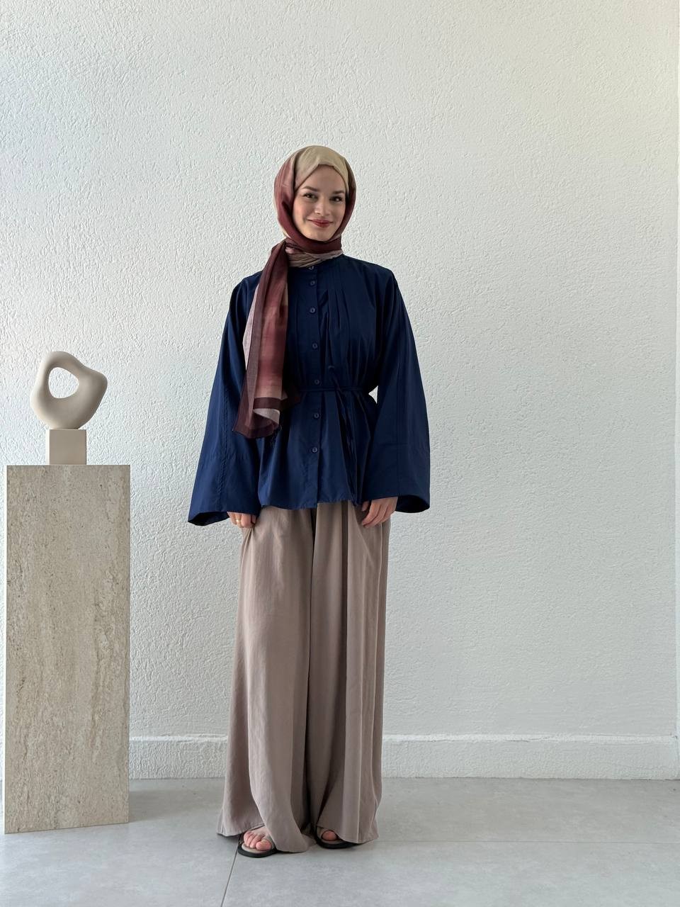 Tencel Etek Pantolon  - Vizon