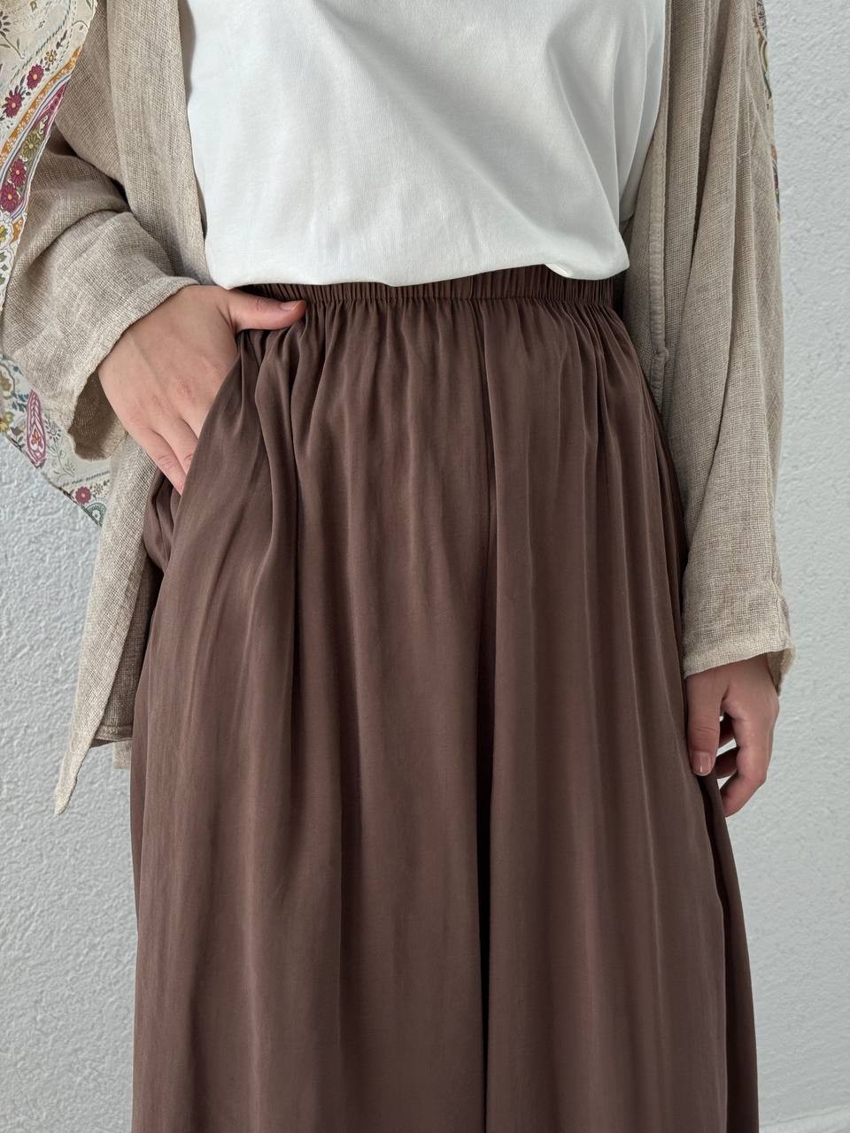 Tencel Etek Pantolon  - Kahve