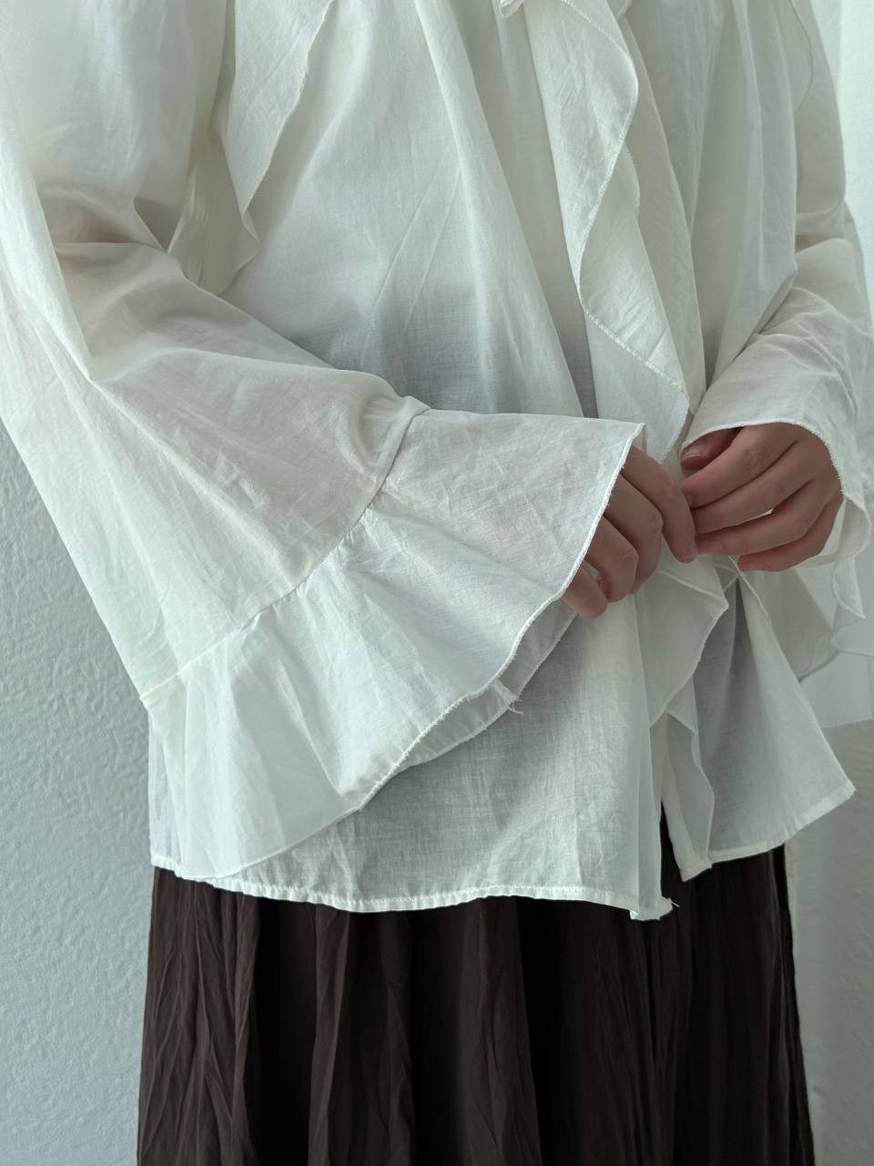 Zara Model Vual Fırfırlı Gömlek 2036 - Beyaz