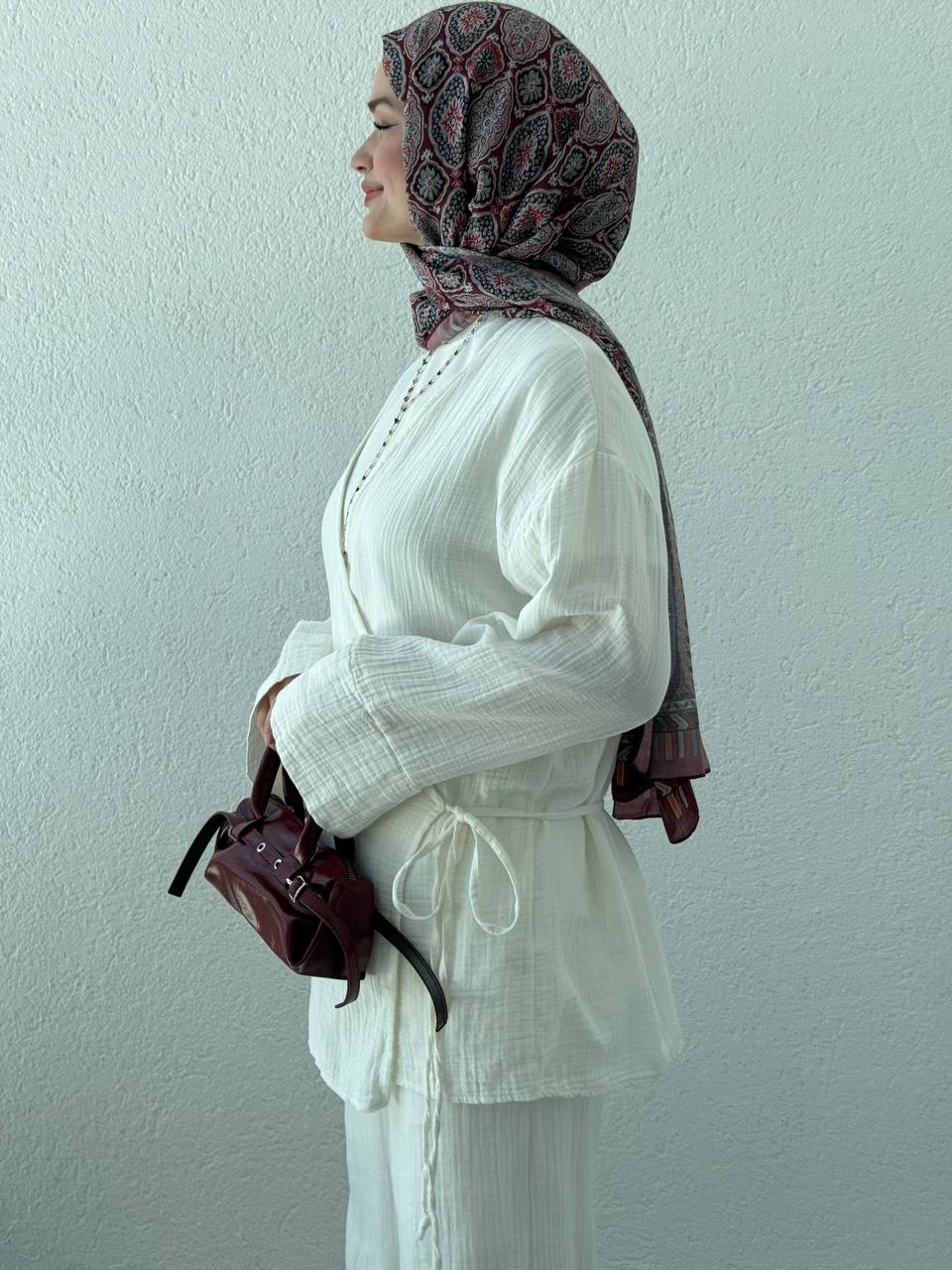Müslin Kimono Takım 8754 - Beyaz