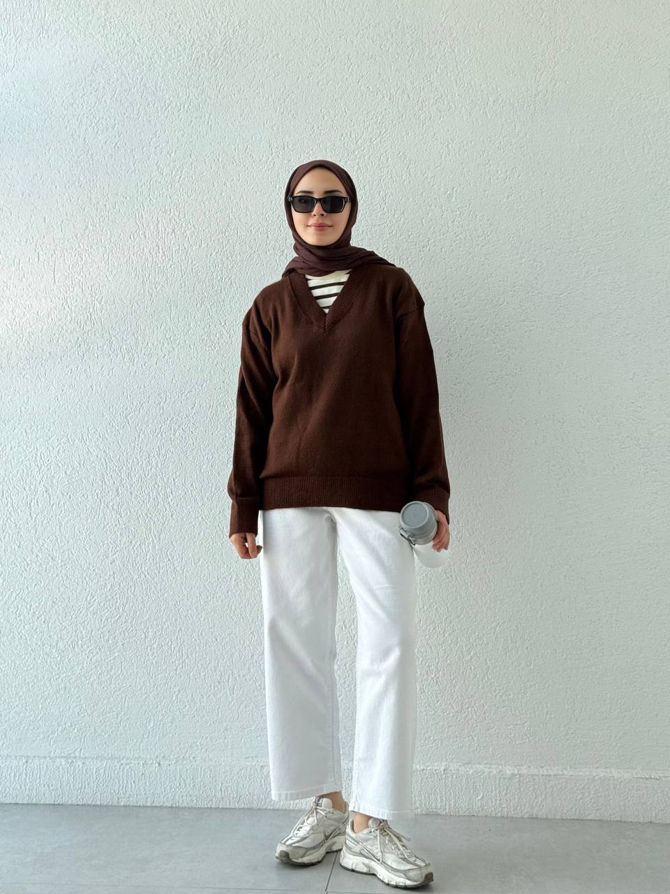 V Yaka Triko Kazak 0075 - Kahve