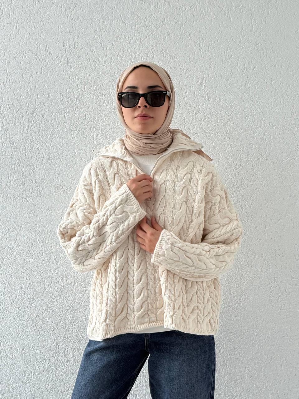 Fermuar Detaylı Triko Kazak 231078