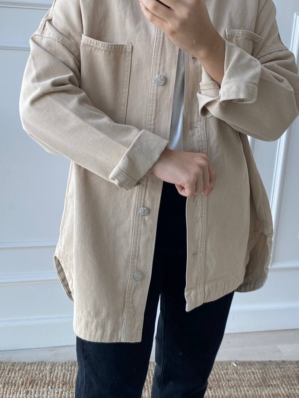 Gabardin Denim Dokuma Ceket - Taş