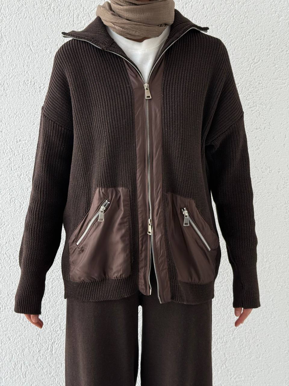 Cep Ve Bel Paraşüt Detay Triko Takım T50 - Kahve