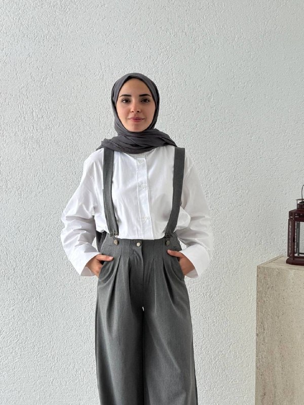 Slopet Poliviskon Kumaş Pantolon  - Gri
