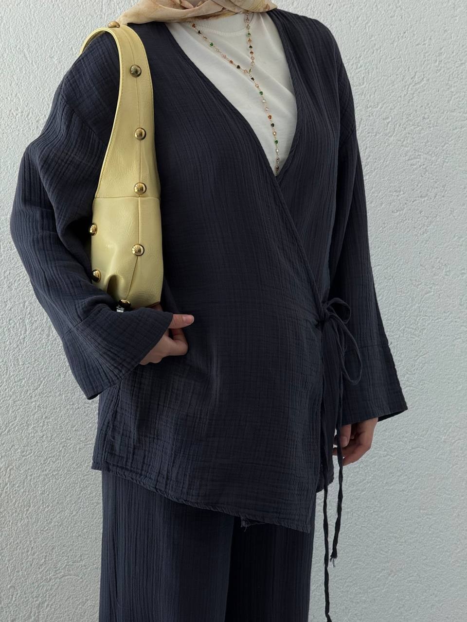 Müslin Kimono Takım 8754 - Lacivert