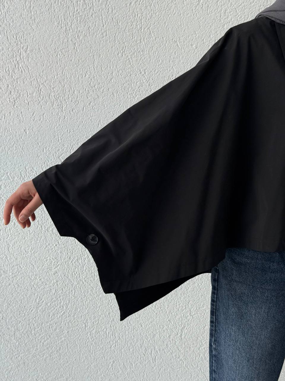 Pelerinli Panço Trençkot 7603 - Siyah