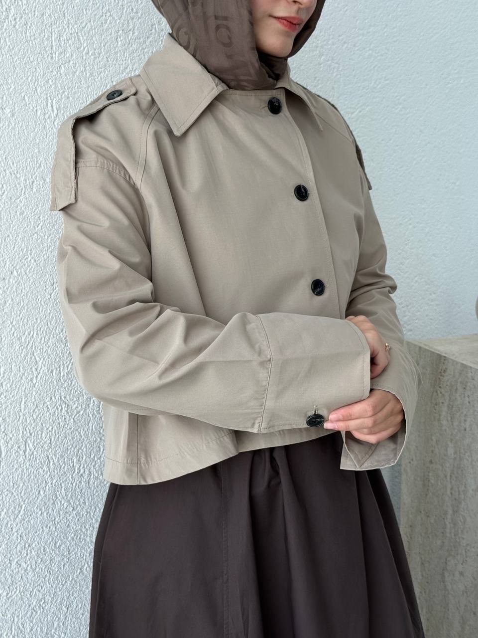 Premium Kalite Volanlı Arka Pileli Trenç 7534