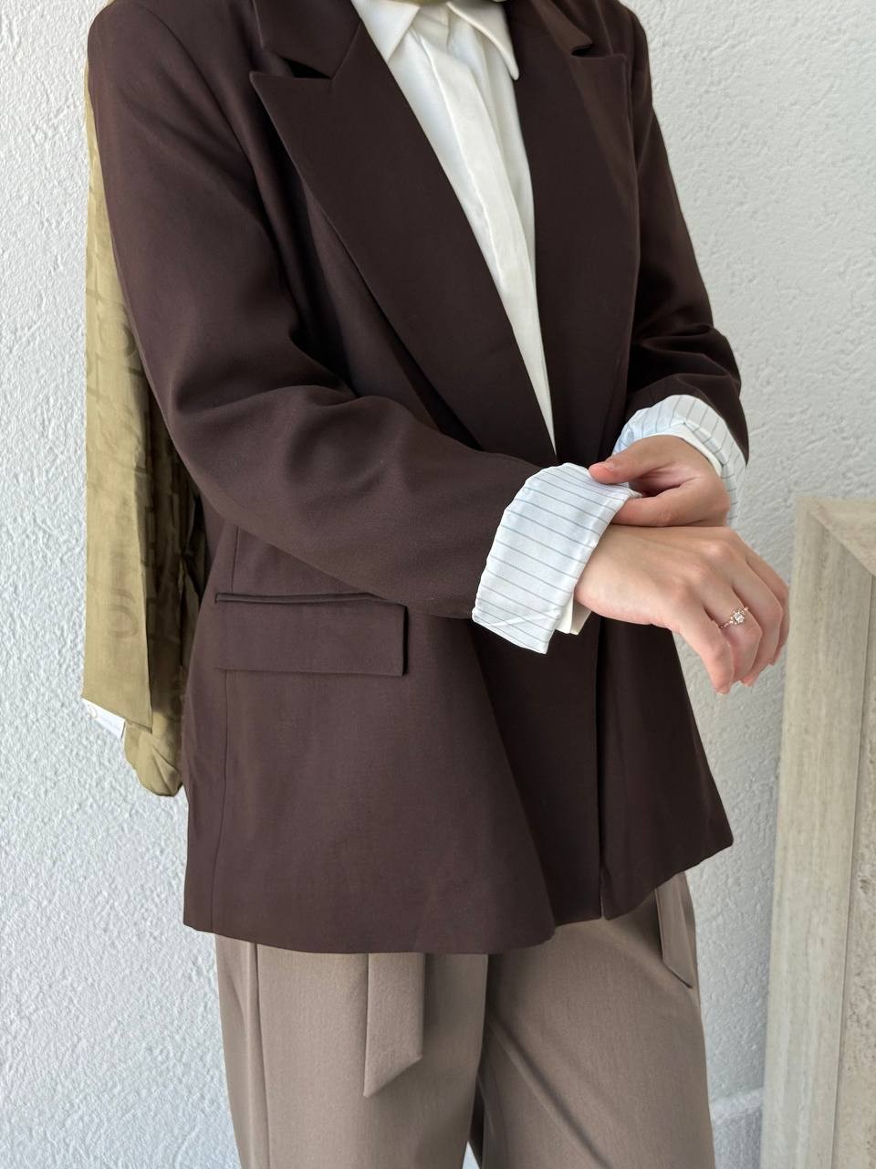 Poliviskon İçi Astarlı Blazer Ceket - Kahve