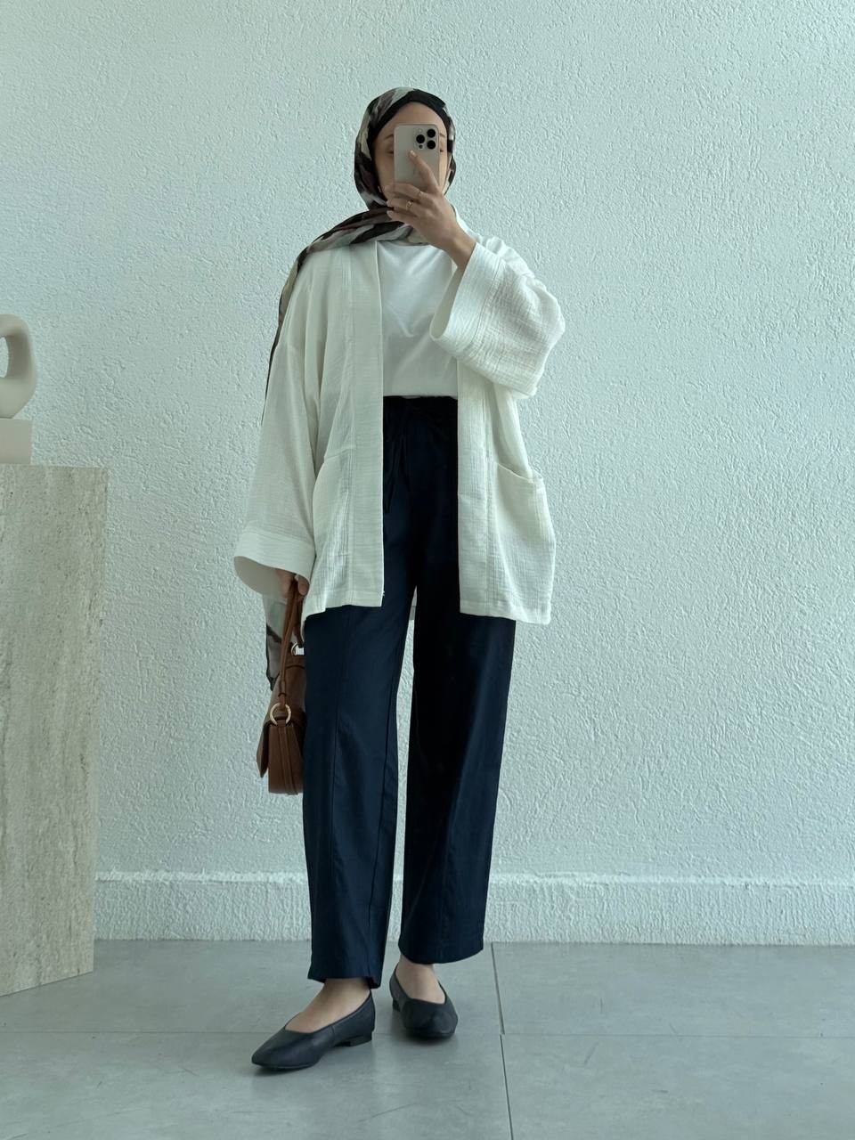 Keten Torba Cepli Keten pantolon - Lacivert