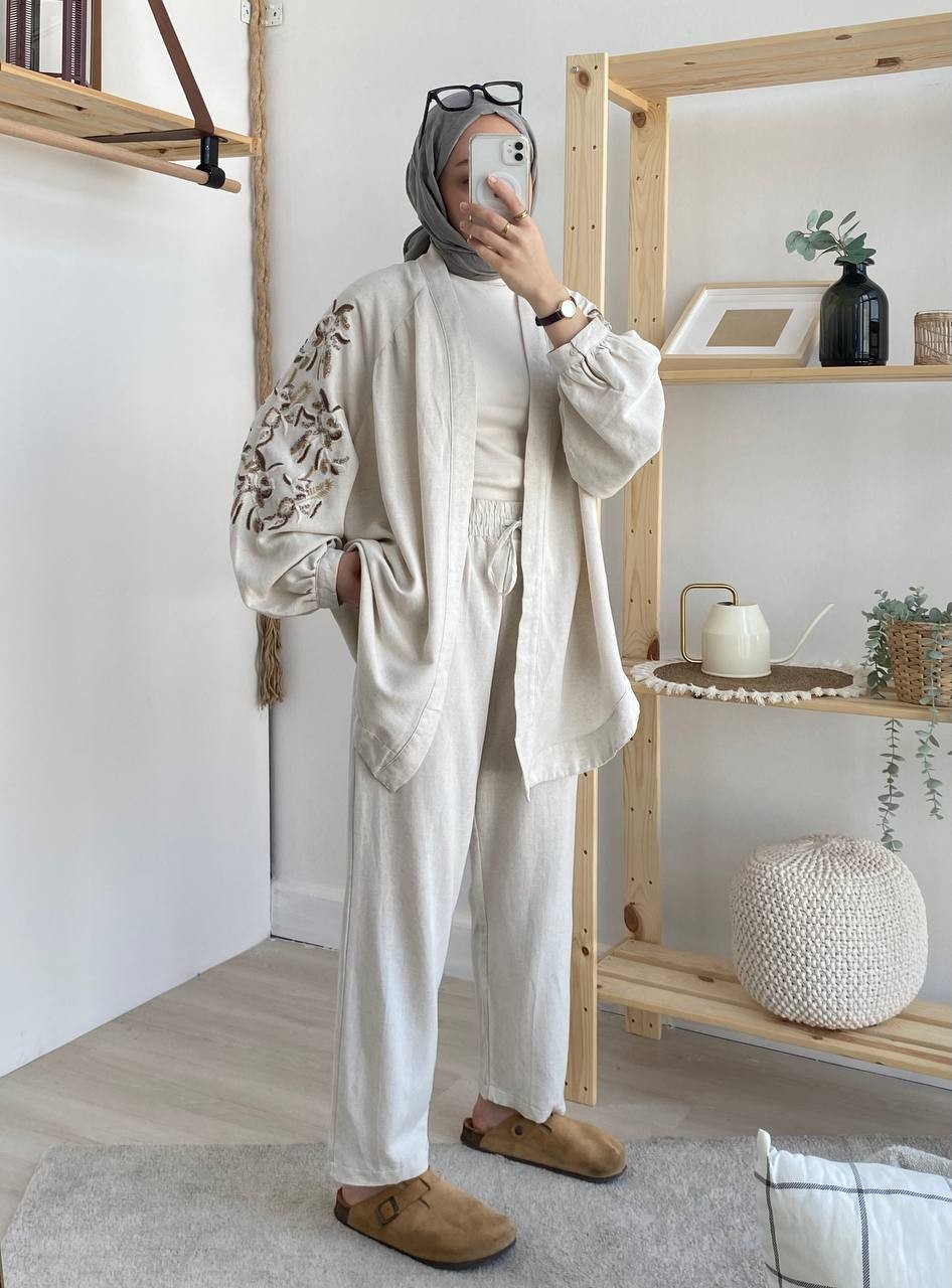 Pullu Keten Kimono