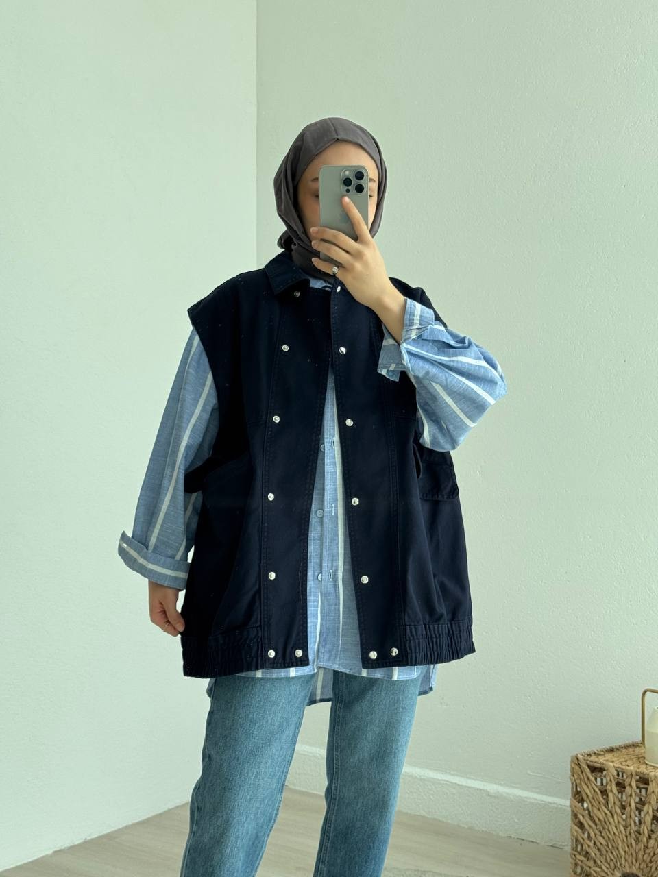 Gabardin Oversize Yelek 7288