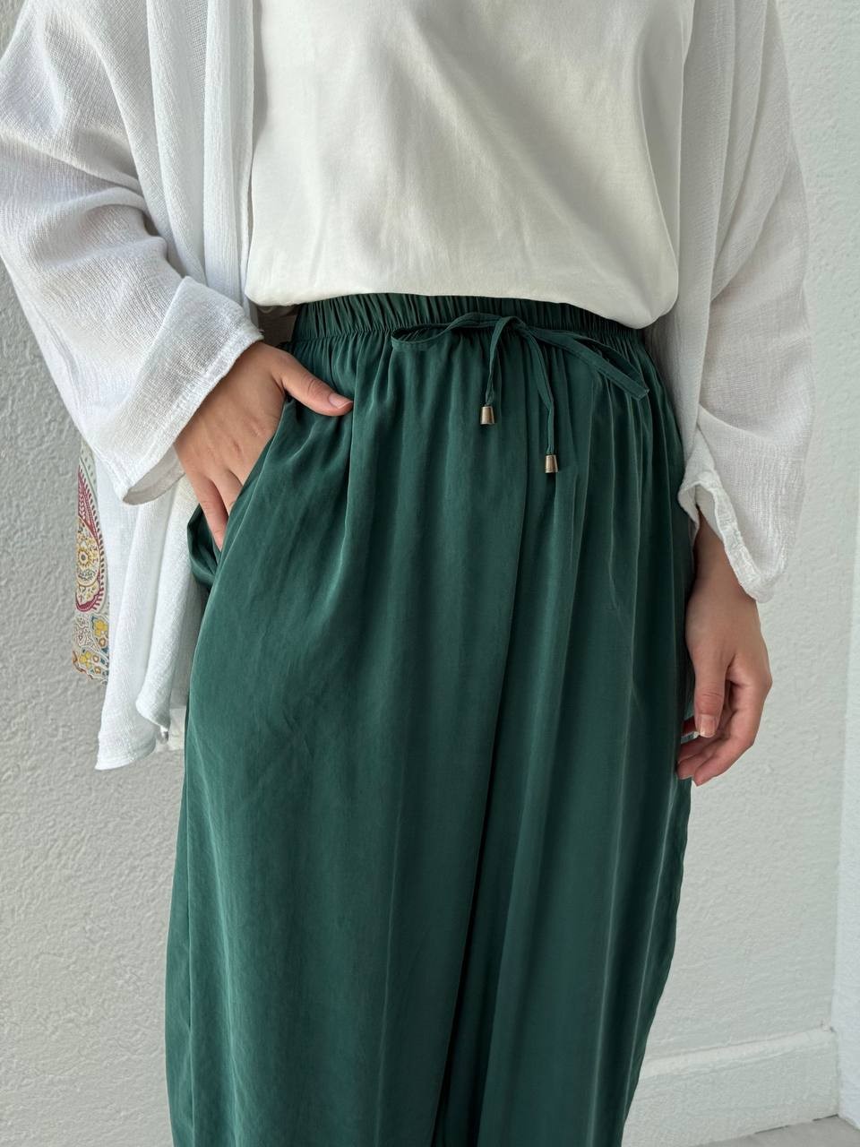 Modal Baggy Şalvar Pantolon 51106 - Zümrüt