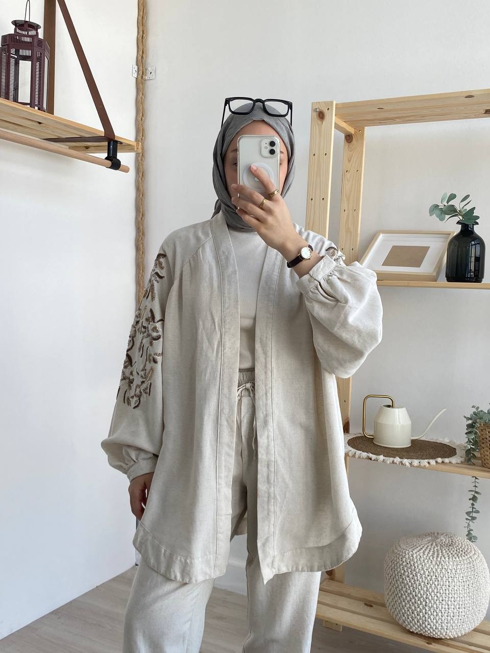 Pullu Keten Kimono