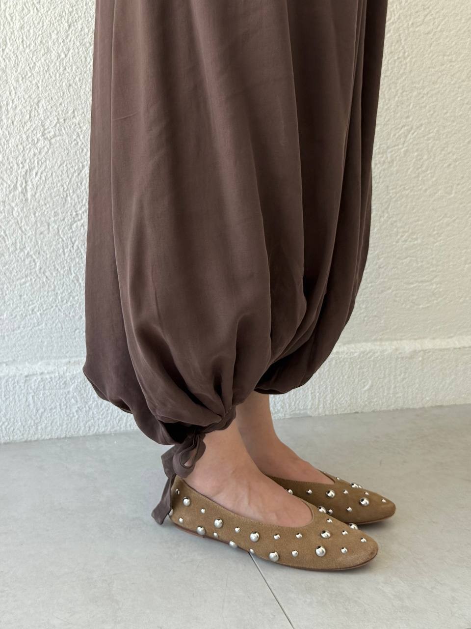 Beli Lastikli Paça Ayarlanabilir Tencel Şalvar Pantolon NM