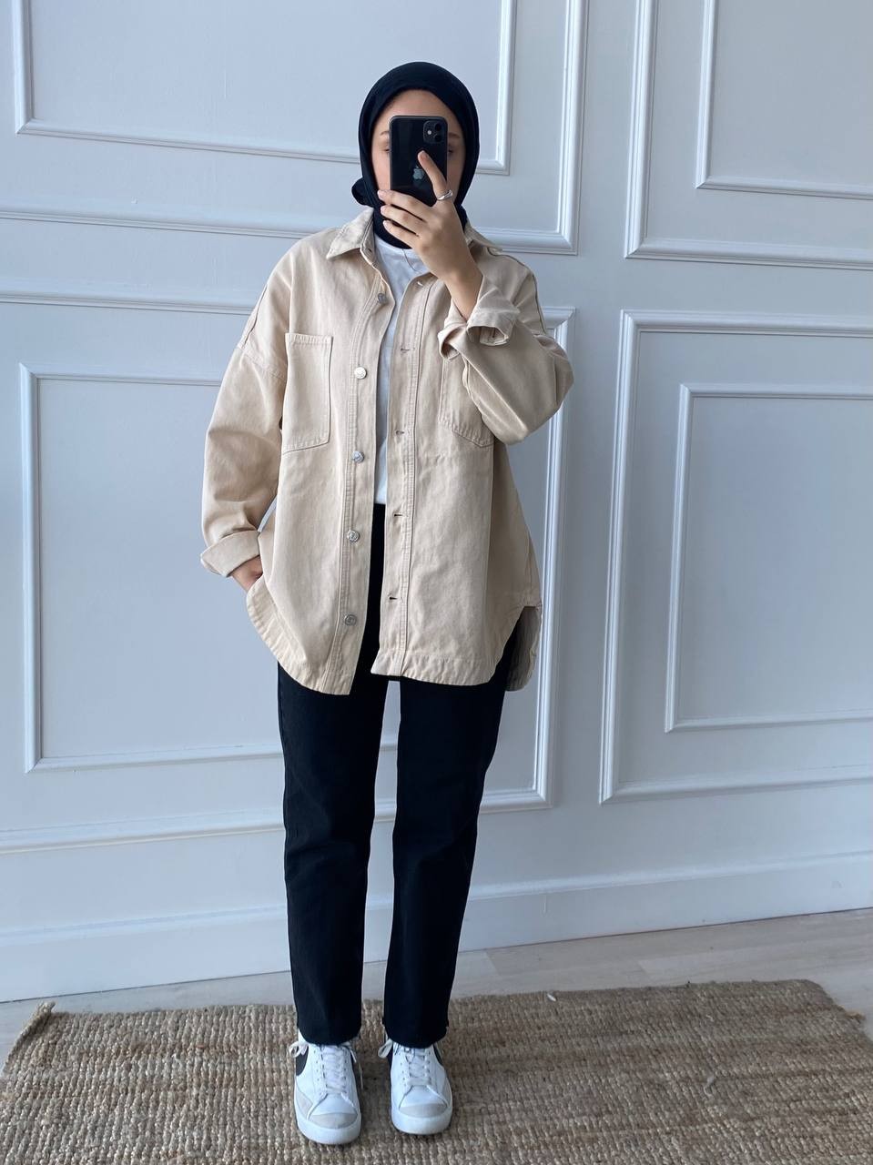 Gabardin Denim Dokuma Ceket - Taş