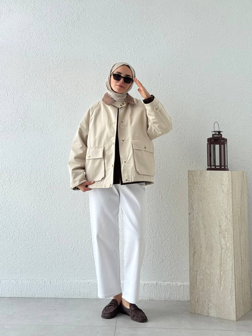 Cepli İçi Kapitone Mont 240213 - Taş