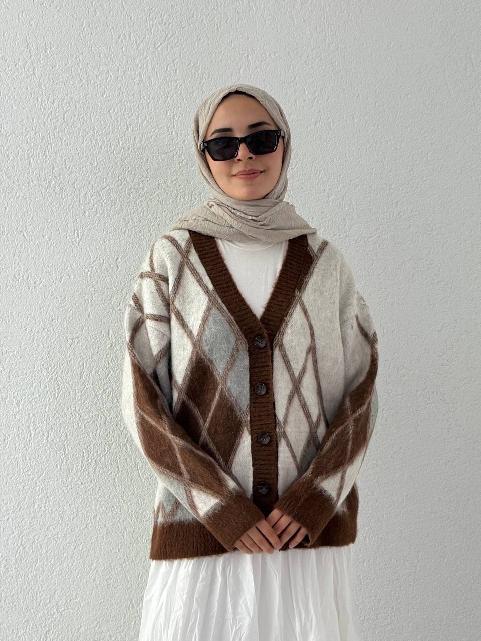 Baklava Desen Şardonlu Hırka 60989