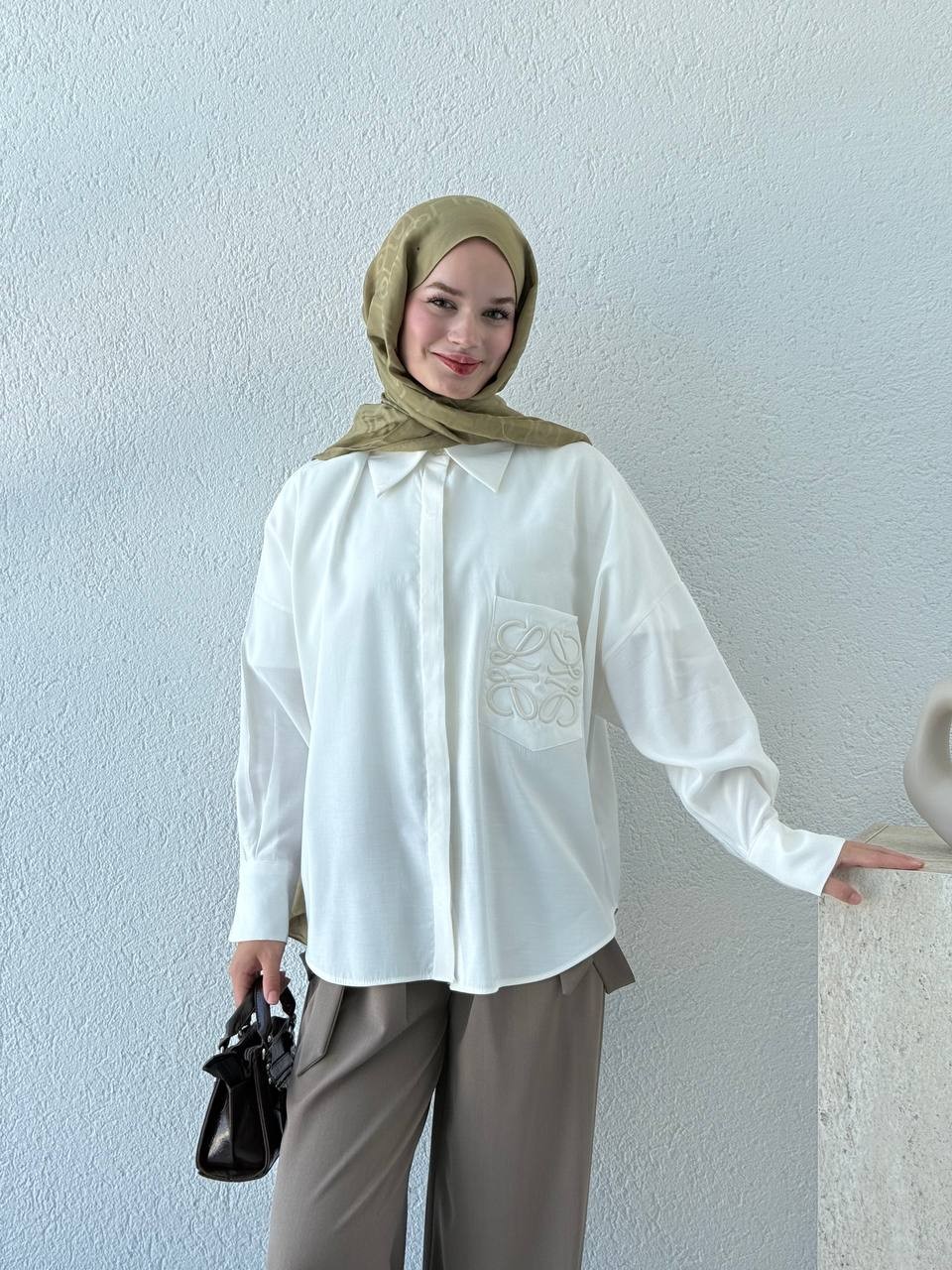 Nakışlı Tencel Gömlek 0009 BYKN