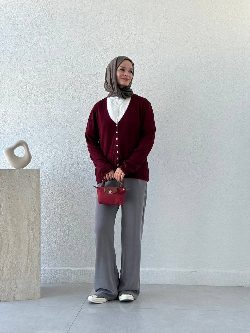 Oysho Kumaş Bel Saten Detaylı Pantolon hvn - Gri