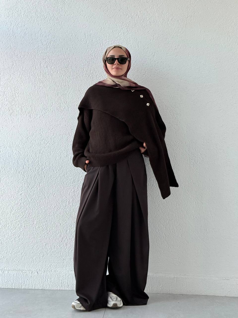 Atkısı Delikli Seyyar Triko Kazak 250670 - Kahve