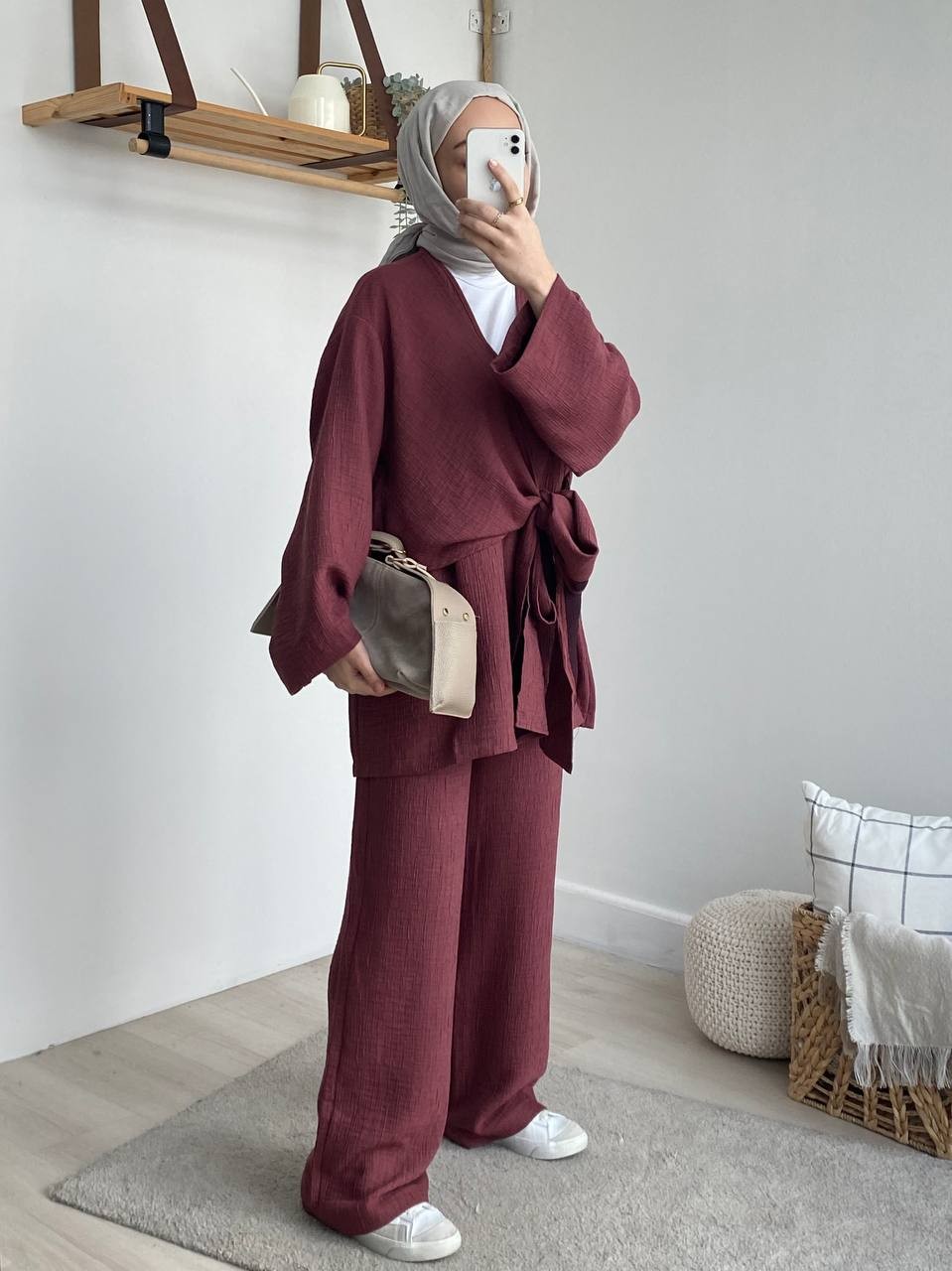 Önden Bağlamalı Pamuk Kimono Takım 8534