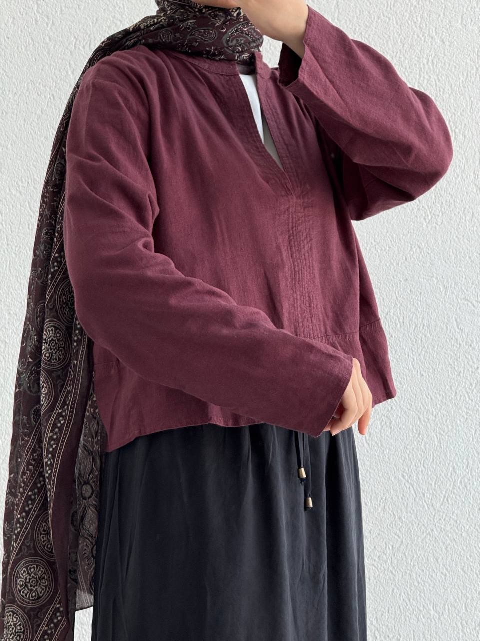Keten Hakim Yaka Gömlek 250420 - bordo