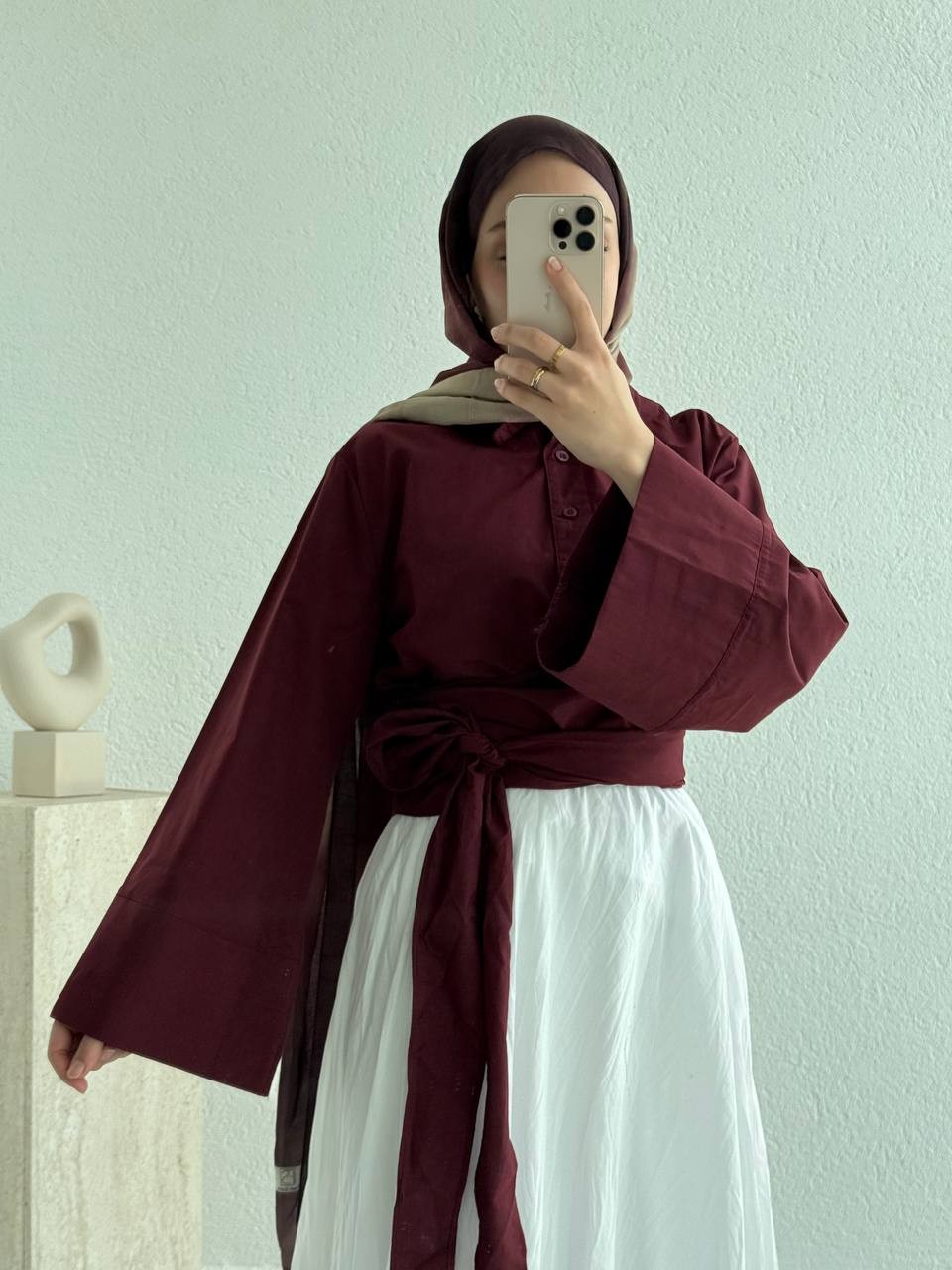 Yandan Bağlamalı Poplin Gömlek - bordo
