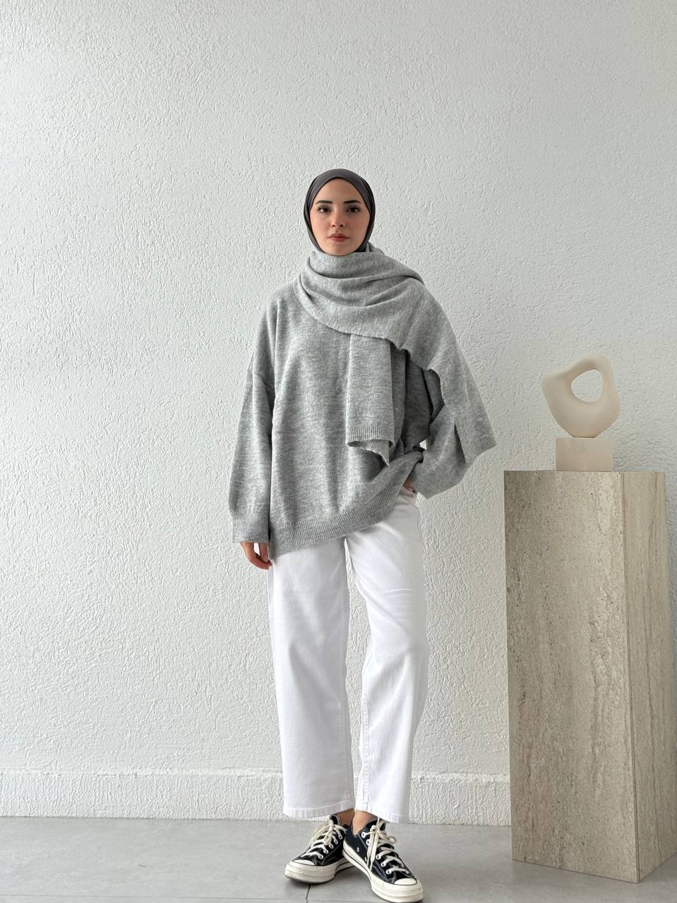 Pinterest Seyyar Atkılı Kazak - Gri