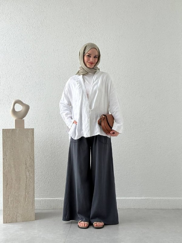 Gabardin Etek Pantolon - Antrasit